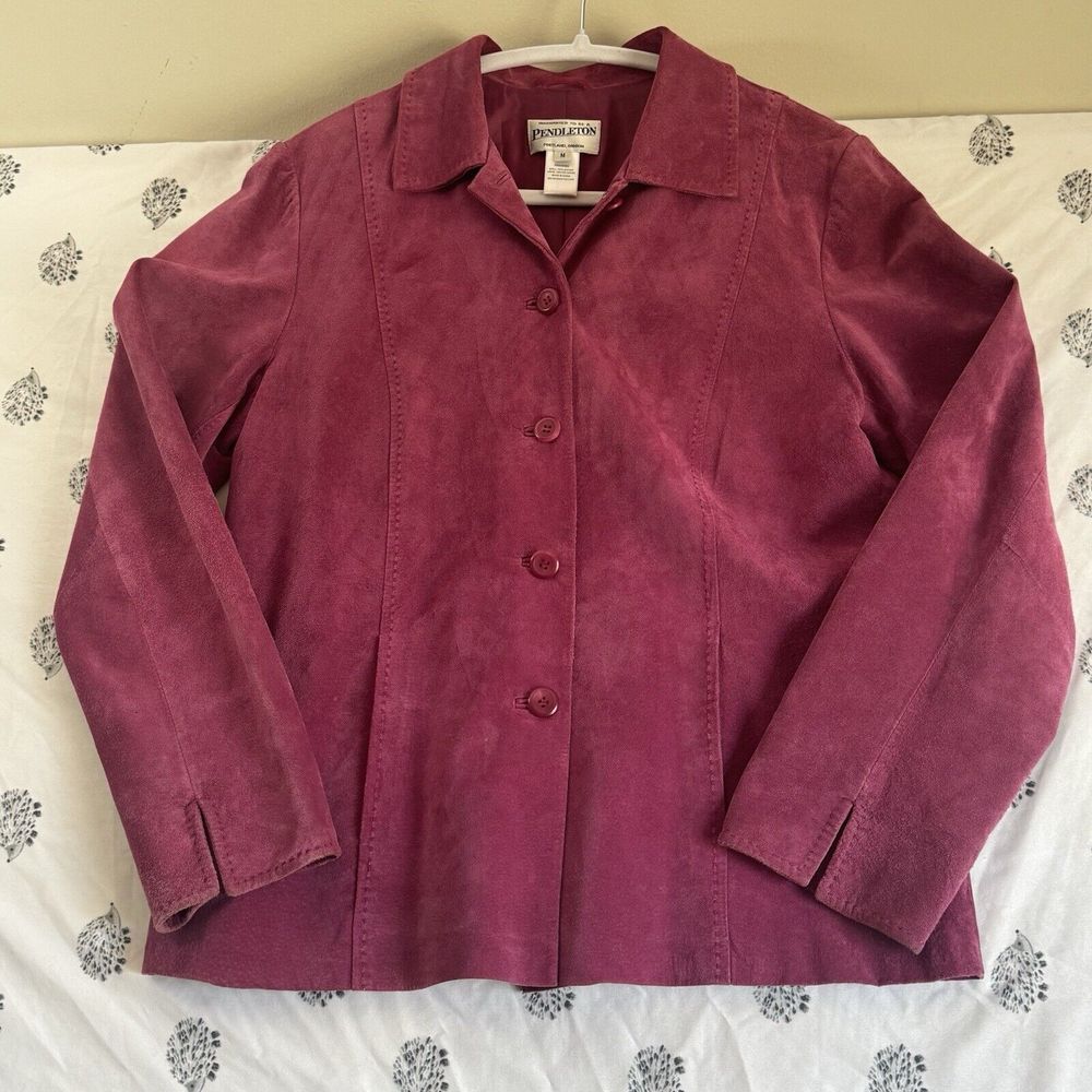 Vintage Pendleton Jacket Womens M Pink Leather Jacket Blazer Button Western Vibe